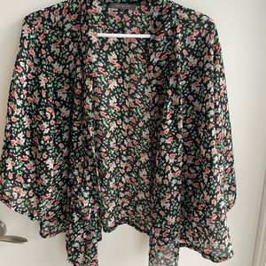 Sheer floral patterned kimono